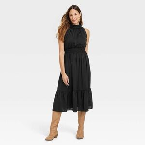 Knox Rose Tank Satin Wrap Midi Dress in Black Women’s Size L